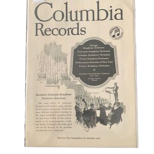 Vintage 1920 Columbia Records Symphony Selections Ad Advertisement